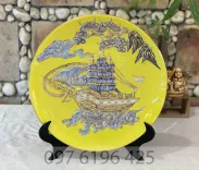 Đĩa trưng bày màu vàng hoàng yến thuận buồm xuôi gió vẽ vàng