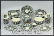 Bộ bát đĩa Bát Tràng vẽ hoa trám