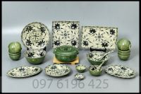 Bộ bát đĩa hoa dây cổ gốm sứ Bát Tràng