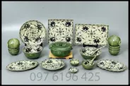 Bộ bát đĩa hoa dây cổ gốm sứ Bát Tràng