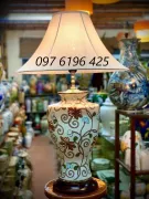 Đèn ngủ gốm vẽ hoa dây
