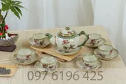 Ấm chén Bát Tràng cao cấp họa tiết hoa sen