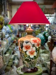 Đèn ngủ gốm vẽ hoa 3D