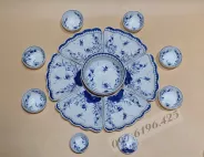 Bộ bát đĩa hoa mặt trời trắng vẽ sen chuồn