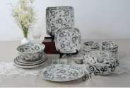 Bộ bát đĩa sứ men rạn hoa  dây gốm sứ Bát Tràng