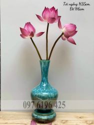 Lọ hoa Bát Tràng men hỏa biến xanh dáng củ tỏi