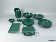 Bộ bát đĩa Bát Tràng men mát xanh