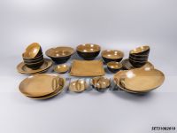 Bộ bát đĩa men gốm nâu