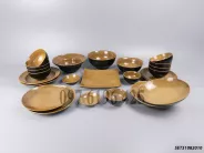 Bộ bát đĩa men gốm nâu