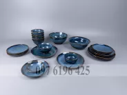 Bộ bát đĩa cao cấp men hỏa biến xanh
