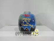 Lọ hoa Bát Tràng men hỏa biến xanh