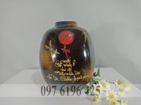 Bình hoa gốm để bàn men hỏa biến nâu