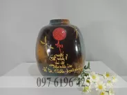 Bình hoa gốm để bàn men hỏa biến nâu