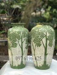 Bình gốm cắm hoa để bàn họa tiết khắc tay