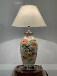 Đèn ngủ để bàn gốm mộc vuốt tay