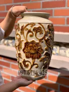Lọ hoa men rạn hoa dây vân nổi