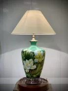 Đèn ngủ cao cấp gốm sứ Bát Tràng vẽ sen 3D