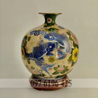 Bình tài lộc cá chép liên hoa vẽ vàng kim