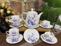 Bộ ấm chén hoa đào dáng cao