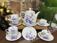 Bộ ấm chén hoa đào dáng cao