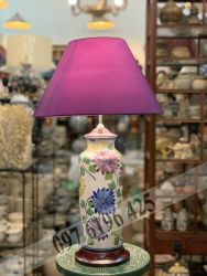 Đèn ngủ gốm sứ men trắng vẽ hoa dây