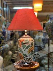 Đèn ngủ gốm sứ men mát vẽ hoa dây