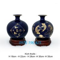 Bình hút tài lộc Bát Tràng vẽ chép sen vàng kim