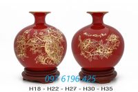 Bình hút tài lộc chim công hoa phù dung