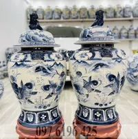 Chóe sứ Bát Tràng vẽ sen cá 50 lít