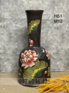 Bình gốm mộc cổ cao vẽ sen