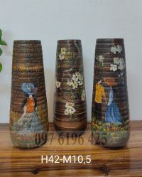 Lọ hoa gốm mộc dáng ống