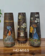 Lọ hoa gốm mộc dáng ống