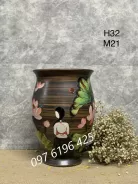 Lọ ly gốm mộc vẽ sen
