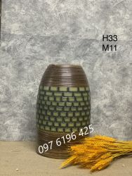 Bình gốm  dáng chuông vân nan phên