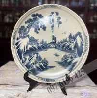 Đĩa cảnh men rạn vẽ sơn thủy