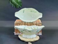 Bát đựng gà men kem vẽ trúc chuồn