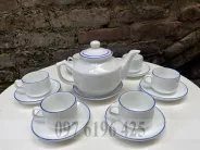 Ấm chén Bát Tràng viền xanh