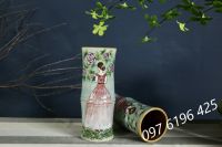 Bình gốm cắm hoa dáng ống trúc