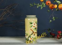 Lọ gốm men tiêu dáng phích vẽ hoa