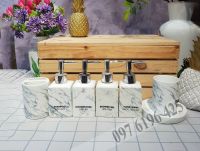 Bộ bình đựng dầu gội sữa tắm khách sạn hình vuông vân đá