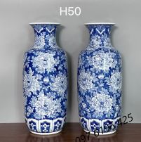 Lọ bình cao 50cm vẽ hoa phù dung