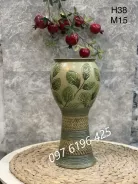 Bình gốm cắm hoa dáng ly cao