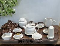 Ấm chén Bát Tràng cao cấp men Mát trắng hoa lòng chén