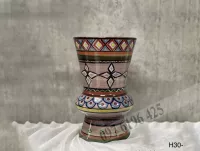 Lọ ly gốm vẽ thổ cẩm