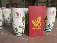 Lọ hoa in logo dáng bom vẽ sen