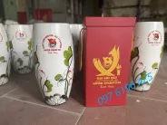 Lọ hoa in logo dáng bom vẽ sen