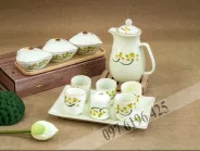 Bộ bình nước hoa sen xanh cốm gốm sứ Bát Tràng