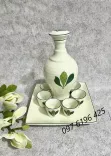 Bộ nậm rượu sứ Bát Tràng vẽ lá xanh