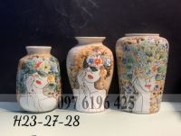 Lọ hoa gốm nghệ thuật vẽ cô gái