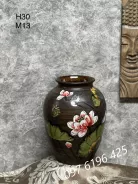 Bình gốm mộc dáng chum vẽ sen cao 30cm